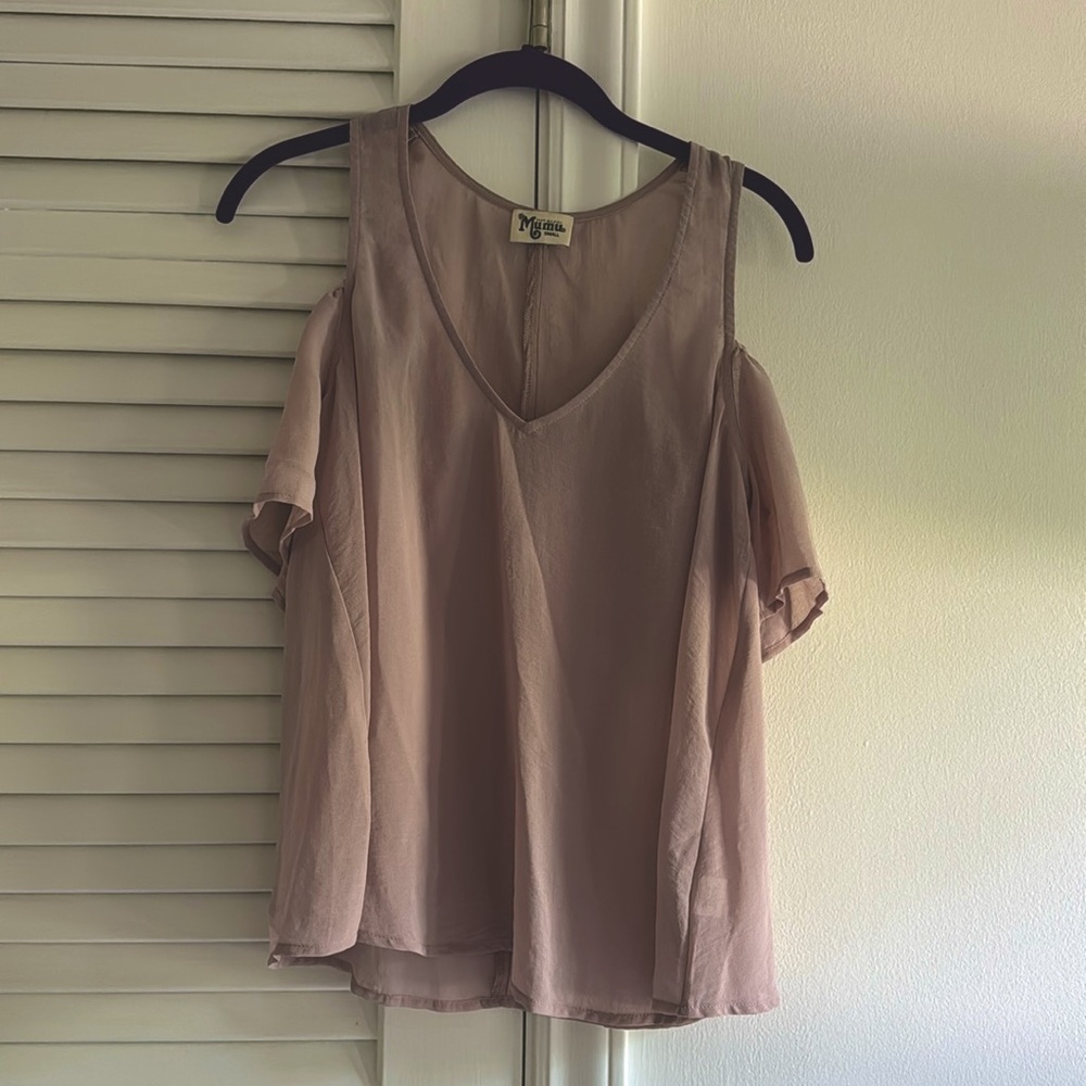 Show Me Your MUMU Hazel Ruffle Top Sheer Lavender SZ S 100% Polyester Blouse